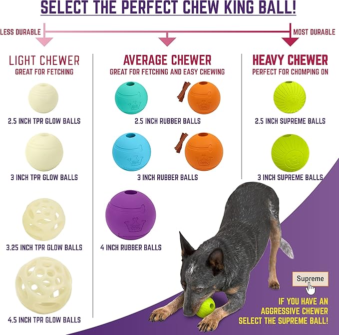 Chew King Glowing Fetch Ball, Dog Ball Toys, 2.5" 2-Pack Balls
