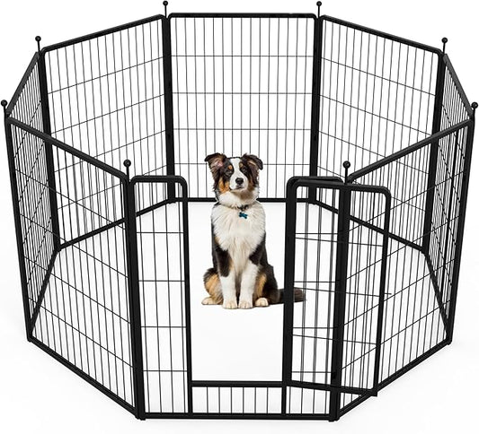 HealSmart Dog Playpen Indoor, Puppy Playpen Indoor Outdoor for Yard, Camping, RV, 40" Height 8 Panels Heavy Duty Dog Pen for Medium/Large Dogs, Black