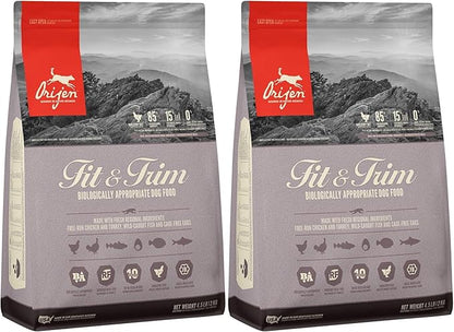 Orijen 2 Pack of Fit & Trim Dog Food, 4.5 Pounds Each, Grain-Free Kibble Made in The USA
