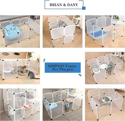 BRIAN & DANY Pet Plastic Playpen, Play Pen Indoor for Kitten, Hamster, Rabbit, Guinea Pig, Clear Enclosure Fence, 17.7 X 13.7 inches, 18 Panels