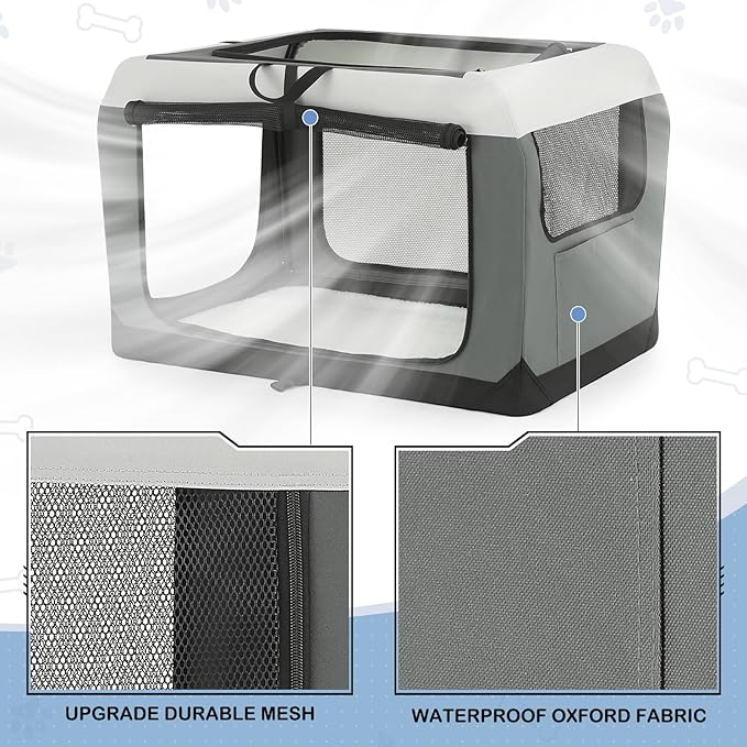 MoNiBloom 36 Inch Dog Crate for Large Medium Dogs, 3-Door Collapsible Dog Crate Foldable Pet Kennel w/Durable Mesh Windows for Indoor Outdoor Used