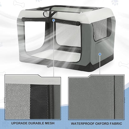 MoNiBloom 36 Inch Dog Crate for Large Medium Dogs, 3-Door Collapsible Dog Crate Foldable Pet Kennel w/Durable Mesh Windows for Indoor Outdoor Used