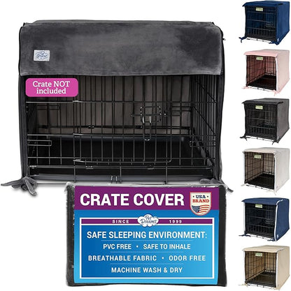 Pet Dreams Dog Crate Cover - Breathable Fabric Kennel Topper for Double-Door Crates, Fits iCrate Dog Cages 18, 24, 30, 36, 42, 48 Inches (Grey, XX Large, 48")