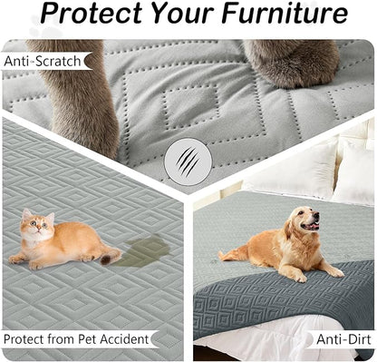 hyha Waterproof Dog Blanket, Soft Pet Bed Blankets, Waterproof Sofa Couch Cover for Dogs Washable, Reversible Pet Couch Covers for Sofa Furniture (82x102 Inch, Grey/Dark Grey)