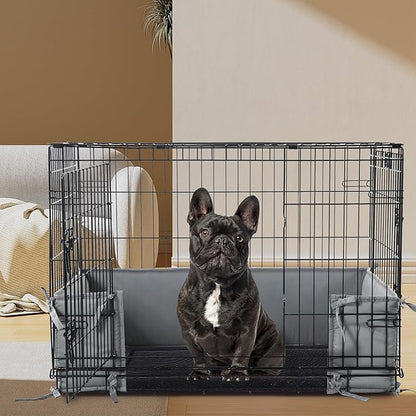 Hombys Dog Crate Bumper with Ties - Soft Crate Accessory (Do Not Include Cage) (Dark Grey, 42"x27")