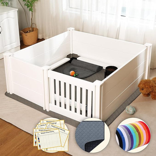 Whelping Box for Dogs and Puppies with Rails, Puppy Whelping Supplies, Suitable for Small Dogs, White