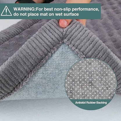 XL Gray Dog Crate Pad 42x28 inch Memory Foam Large Dog Kennel Bed Soft Flannel Washable Anti Slip Puppy Sleeping Mat,Grey