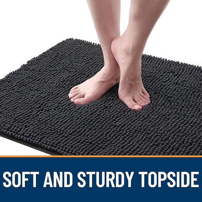OLANLY Dog Door Mat for Muddy Paws 48x30, Absorbs Moisture and Dirt, Absorbent Non-Slip Washable Mat, Quick Dry Chenille, Mud Mat for Dogs, Entry Indoor Door Mat for Inside Floor, Dark Grey