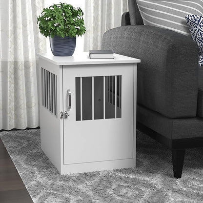 ClosetMaid Pet Crate End Table Furniture for Small Dogs or Cats Under 12 lbs, White Wood Finish