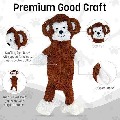 FGA MARKETPLACE Pack of 3 Flat NO Stuffing NO Squeak Plush Dog Toy, Funny Style Will Entertain Your Dog for Hours, Recommended for Small and Medium Dog 21 INCH Long
