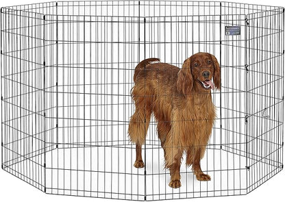 MidWest Homes for Pets Dog Exercise Pen & Playpen, 24" W x 42" H, No Door, Black