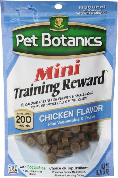 Pet Botanics Mini Training Rewards for Dogs 3 Flavor Variety Bundle: (1) Bacon, (1) Chicken and (1) Beef, 4 Oz Ea (200 Count per Bag, 3 Bags Total)
