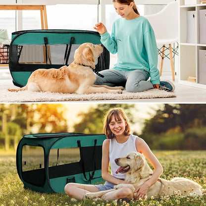 Realife Dog Enclosures Home Outdoor Fashions Portable/Collapsible/fixable, Pop Up Travel Pet Tent, 38" L x 22.5" W x 5.5" H，Green