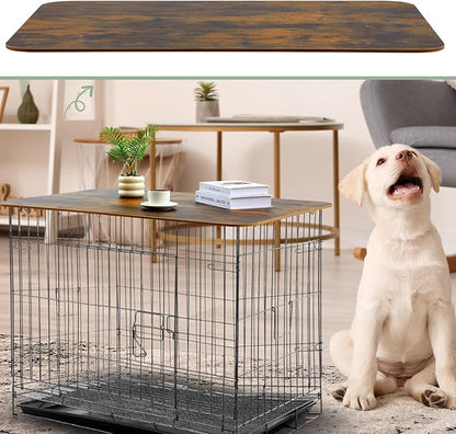 Dog Crate Topper Wood No Creases 42 Inch Nonslip Dog Table Topper Rustic Style Covers Decorative Kennel for Decorative Pet Furniture (Crate Not Include)