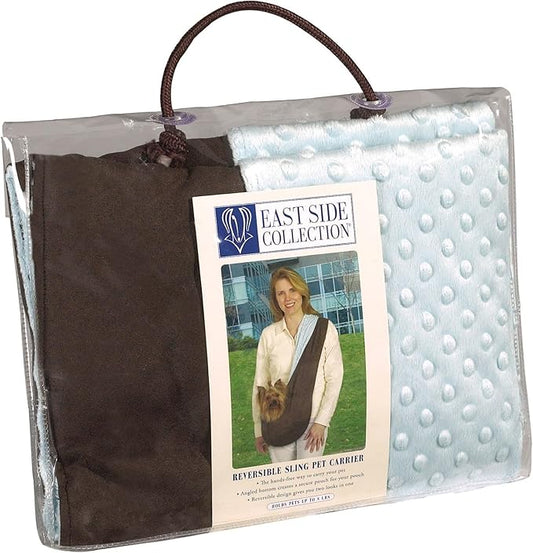 Reversible Sling Pet Carriers — Versatile Polyester Over-the-Shoulder Carriers for Small Dogs, Brown/Blue