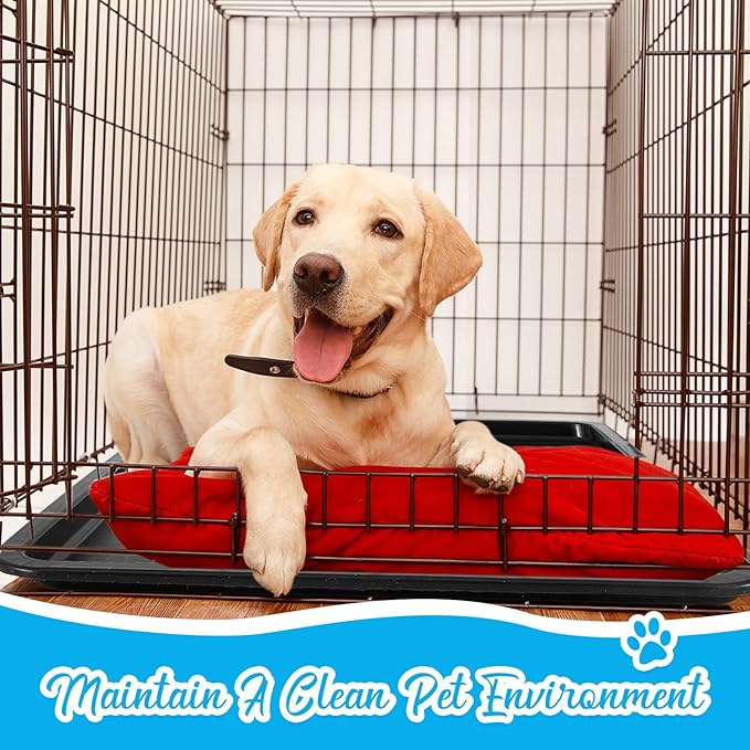 Suzile 4 Pcs Dog Crate Tray Replacement 27 x 20.5 Inches, Kennel Pan Black Plastic Bottom Floor Liners for Cat Rabbit Pets Training Cages Food Bowls Holders Accessories