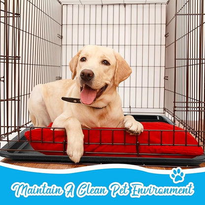 Suzile 4 Pcs Dog Crate Tray Replacement 27 x 20.5 Inches, Kennel Pan Black Plastic Bottom Floor Liners for Cat Rabbit Pets Training Cages Food Bowls Holders Accessories