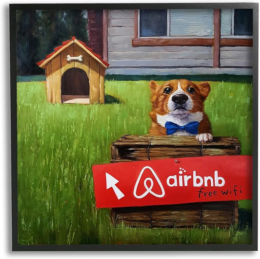 Stupell Industries Doghouse Rental Funny Bowtie Corgi Puppy, Design by Lucia Heffernan