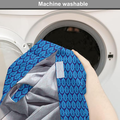 Lunarable Damask Blue Dog Crate Cover, Repeating Simplistic Pattern Rococo Inspired Royalty Essential Motif, Easy to Use Pet Kennel Cover for Medium Large Dogs, 48 Inch, Indigo and Sky Blue