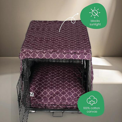 Molly Mutt Royals Dog Crate Cover, 100% Cotton Canvas Cover with 2 Roll-Up Panels, Ideal for Dog or Cat Crate, Durable, Washable, and Free of Harmful Chemicals, 36" x 24" x 27"