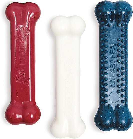 Nylabone Power Chew Classic Bone Chew Toy for Dogs, Durable Dog Toys for Aggressive Chewers, Variety Pack, Regular - Up to 25 Ibs. (3 Count)
