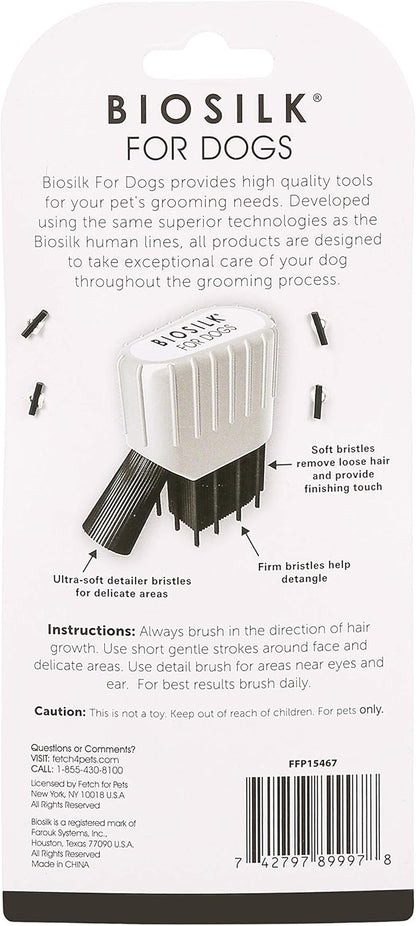 BioSilk Facial Brush with Silk Therapy for Dogs - Grooming Brush with Detailer Bristles for Hard to Reach Areas on Dog Faces
