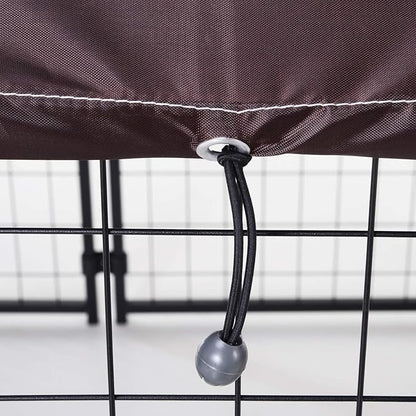 PawHut 4.6' x 4.6' x 5' Outdoor Dog Kennel, Walk-in Pet Playpen, Welded Wire Steel with Water and UV-Resistant Canopy, Black