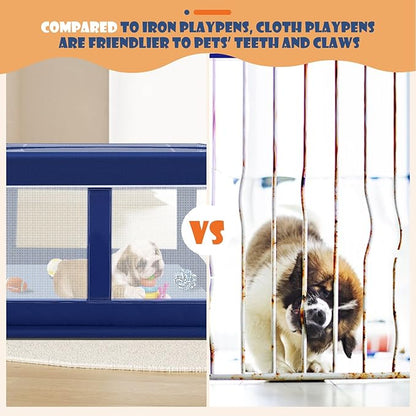 Puppy PlayPen 42 × 42 Inch, Dog PlayPen with Gate for Puppies, Small and Medium Dogs, Pet PlayPen with Roof for Outdoors & Indoors, Safe and Sturdy Dog Fence