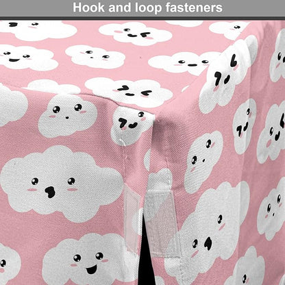 Ambesonne Cloud Dog Crate Cover, Continuous Fluffy Cumulus Blush Tones Sky Cartoon, Easy to Use Pet Kennel Cover for Cats & Medium Dogs, 30 Inch, Pink Charcoal