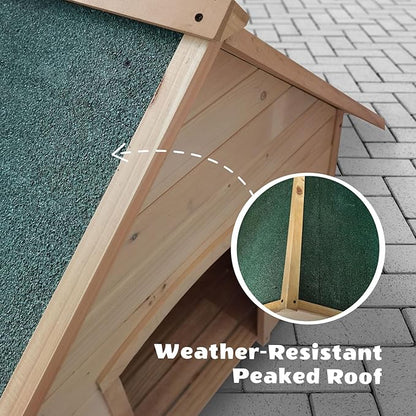 Critter Sitters Indoor or Outdoor 41'' Pet House, Weather-Resistant Dog House for Pets up to 44 Pounds, Waterproof Outdoor Dog House for Cats, Dogs, or Rabbits, Fir Wood Cat Houses for Outdoor Cats