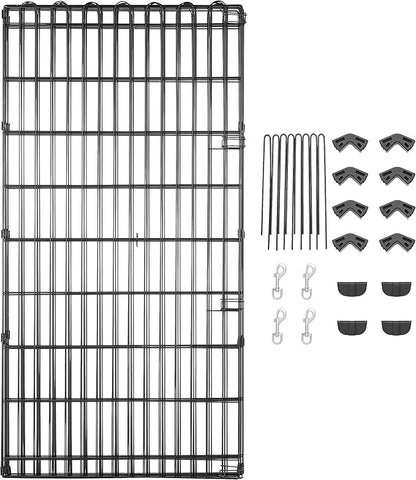Amazon Basics Foldable Octagonal Metal Exercise Dog Playpen - Indoor/Outdoor, No Door, Extra Large (8 Panels, 24 x 48), Easy to assemble, store, and customize, 48" - X-Large, Black