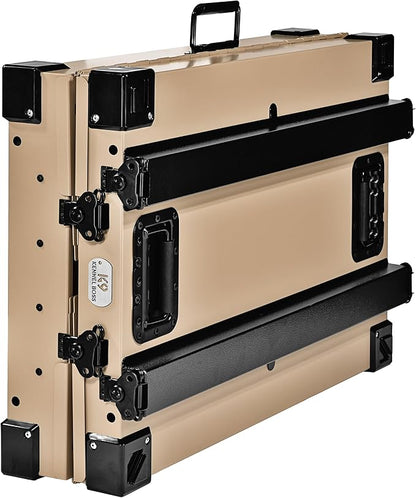 Heavy Duty Fully Collapsible Powder-Coated Aluminum Dog Crate - Small (Tan)