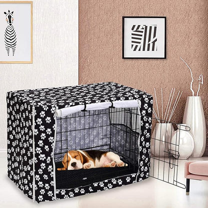 Pethiy Dog Crate Cover Durable Polyester Pet Kennel Cover Universal Fit for Wire Dog Crate - Fits Most 30 inch Dog Crates - Cover only-Black-30