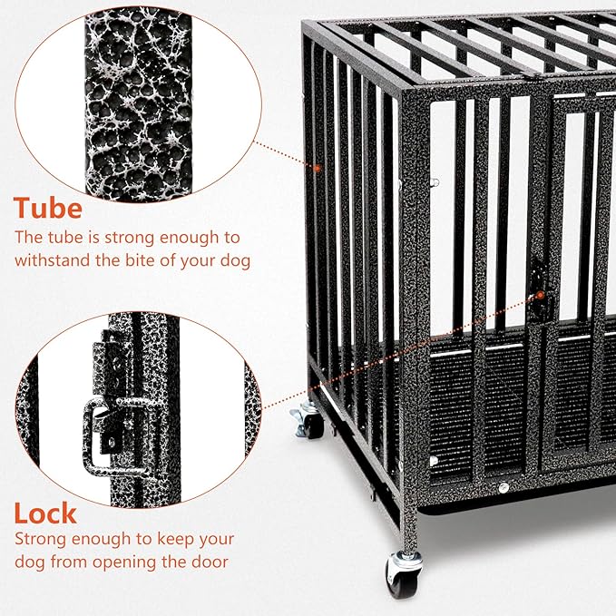 Loonpon Dog Crates for Small Dogs Under 25lbs,24.4 inch Heavy Duty Small Dog Crate with Wheels,Metal Double Door Dog Kennel Indoor Outdoor for Small Dog Puppy
