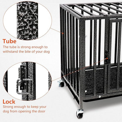 Loonpon Dog Crates for Small Dogs Under 25lbs,24.4 inch Heavy Duty Small Dog Crate with Wheels,Metal Double Door Dog Kennel Indoor Outdoor for Small Dog Puppy