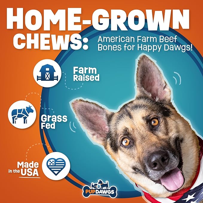 Single Ingredient Dog Bones - Made in USA – 8-10” Beef Rib Bones - Natural Dog Bones for Aggressive Chewers - from USDA Inspected Beef - Hickory Smoked - Individually Wrapped (8 Piece Pack)