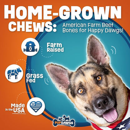 Single Ingredient Dog Bones - Made in USA – 8-10” Beef Rib Bones - Natural Dog Bones for Aggressive Chewers - from USDA Inspected Beef - Hickory Smoked - Individually Wrapped (8 Piece Pack)