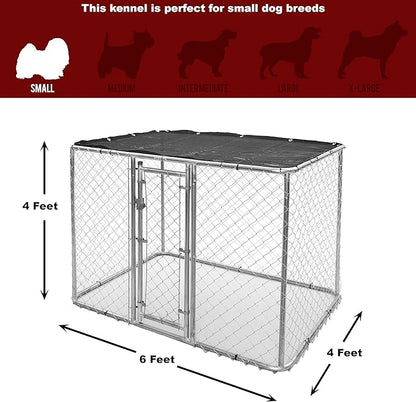 MidWest Homes for Pets Chain Link Portable Kennel with a Sunscreen, 6L x 4W x 4H Feet, K9 Kennel K9644