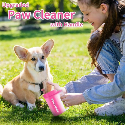 Buddy Muddy Pet Foot Cleaner with Handle, Absorbent Towels & Adjustable Bath Brush for Medium Dogs (Red)