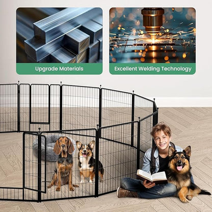 InfiniPower Dog Playpen for Yard, RV, Camping, 24 Inch 16 Panels Play Pen Indoor, Heavy Duty Indoor Outdoor Exercise Dog Pen for Puppies/Small Dogs, Black