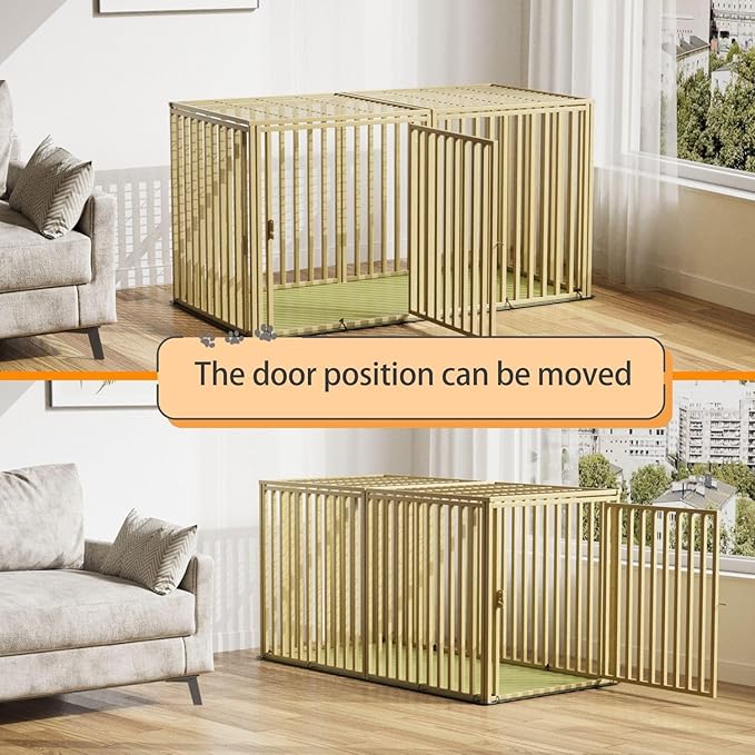 Steel Tube Heavy Large Dog Crate with Mat Base, 48" L x 28" H Dog Crates for Medium Large Dogs, Big Dog Cage, Dog Kennel, Puppy Dog Playpen with Top, Pet Cage, Indoor, Light Green2