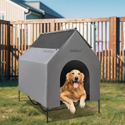 X-Large Dog House - Weatherproof PVC, Elevated Cooling Bed, Easy to Clean