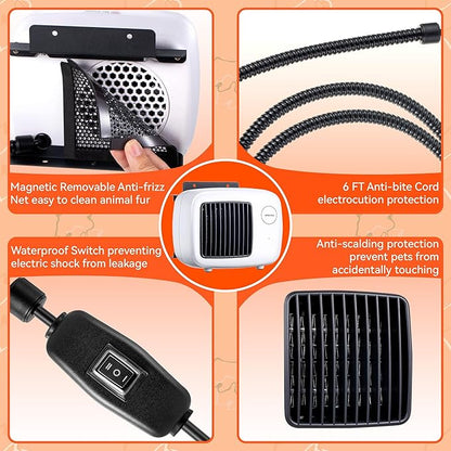 Dreyoo Dog House Heater with Thermostat, Pet House Heater with 6FT Anti Chew Cord and Safe Overheat Protection, 2 Heating Mode (200/400W) Pet House Furnace for Dogs Chicken Coops Rabbits(White,2 Pcs)