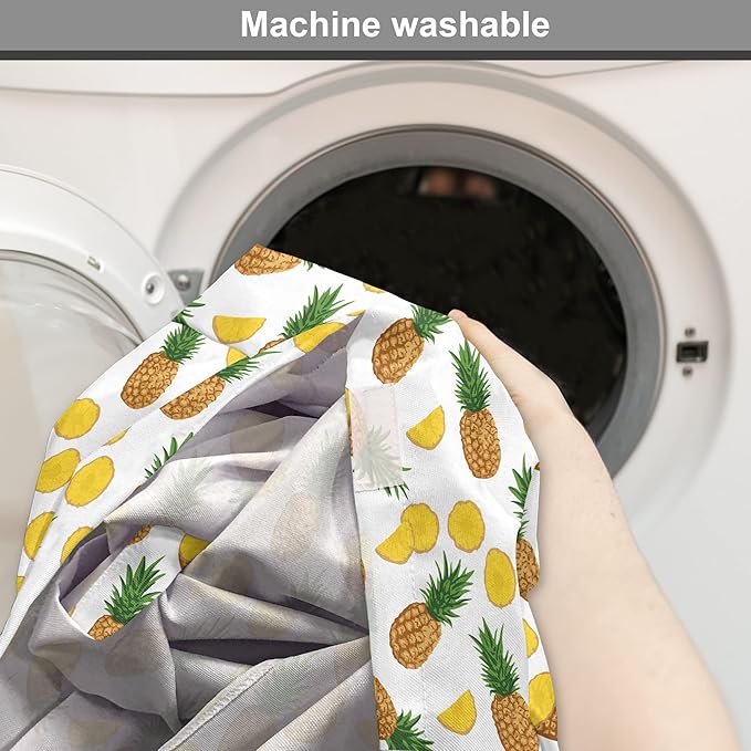 Lunarable Pineapple Dog Crate Cover, Sliced in Half Ananas Exotic Fruit Rhythmic Retro Look Print, Easy to Use Pet Kennel Cover for Small Dogs Puppies Kittens, 22 Inch, Mustard Fern Green