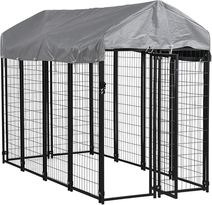 FDW Large Dog Kennel Pet Crate Heavy Duty Cage Puppy Playpen Wire Animal Metal Camping Indoor Outdoor Cage for Large Dogs with Roof
