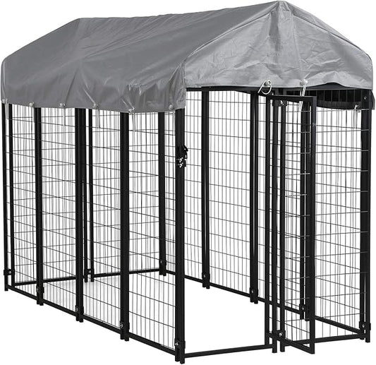 FDW Large Dog Kennel Pet Crate Heavy Duty Cage Puppy Playpen Wire Animal Metal Camping Indoor Outdoor Cage for Large Dogs with Roof