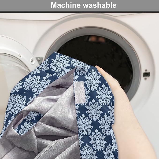 Lunarable Damask Dog Crate Cover, Abstract Antique Royal Motif with Leaves and Swirls, Easy to Use Pet Kennel Cover for Small Dogs Puppies Kittens, 22 Inch, Ceil Blue Violet