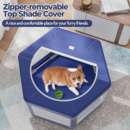 45x45x25 Inches Puppy Dog Playpen,Fabric Mesh Dog Fence,Portable Soft Playpen for Cats, Breathable Exercise Pet Play Pen Indoor,Removable Zipper Top,Tear Resistant Fabric,Safe & Sturdy