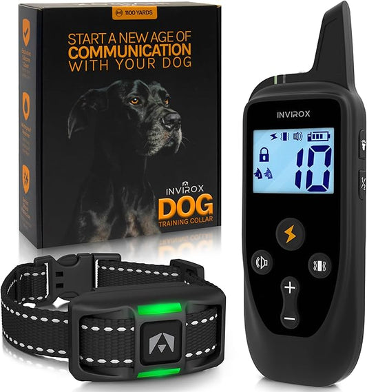 INVIROX Dog Training Collar [2025 Edition] 123 Levels Dog Training Collar with Remote 1100yd Range E Collar for Dogs Training 100% Waterproof Rechargeable E Collar with Remote