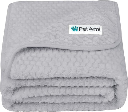 PetAmi Waterproof Dog Blanket, Leakproof XL Pet Blanket for Large Dogs, Furniture Sofa Couch Cover Protector, Fleece Cat Throw Bed Crate Kennel, Reversible Washable Soft Plush, Twin 60x80 Light Gray
